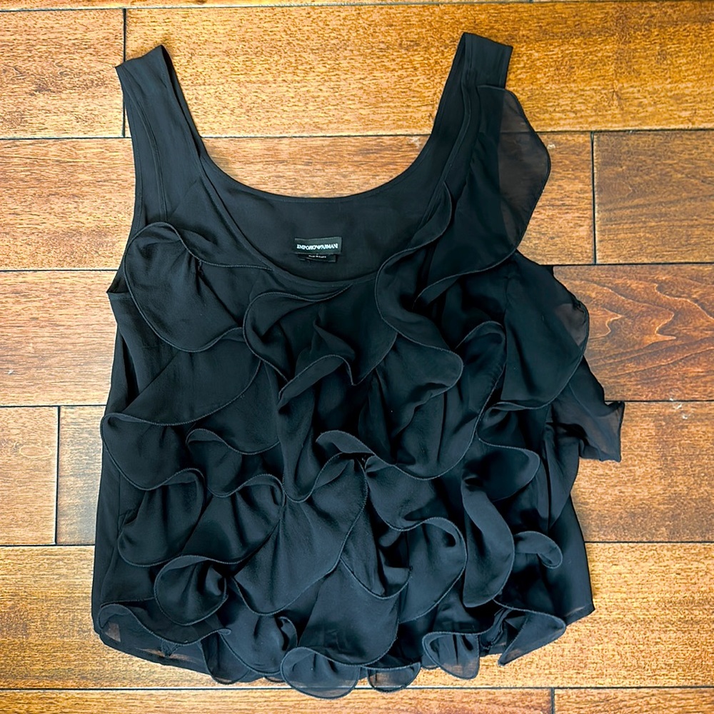 Armani silk camisole with ruffles